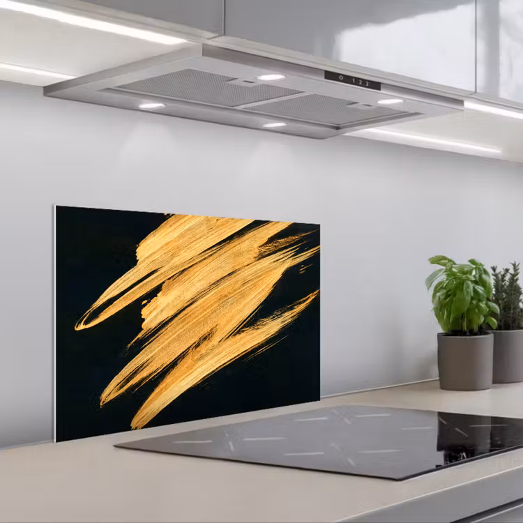 Spritzschutz Küche - Gold - Farbe - Streifen - Luxus - Abstrakt — 1