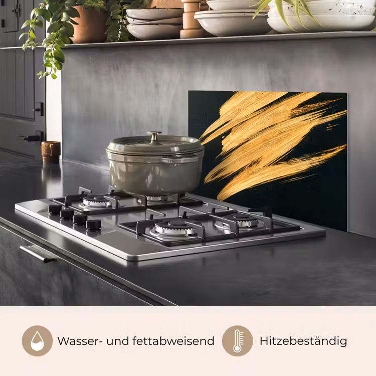 Spritzschutz Küche - Gold - Farbe - Streifen - Luxus - Abstrakt — 2