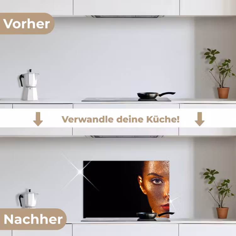 Spritzschutz Küche - Make-up - Gold - Frau - Luxus - Glitzer - Kunst — 7