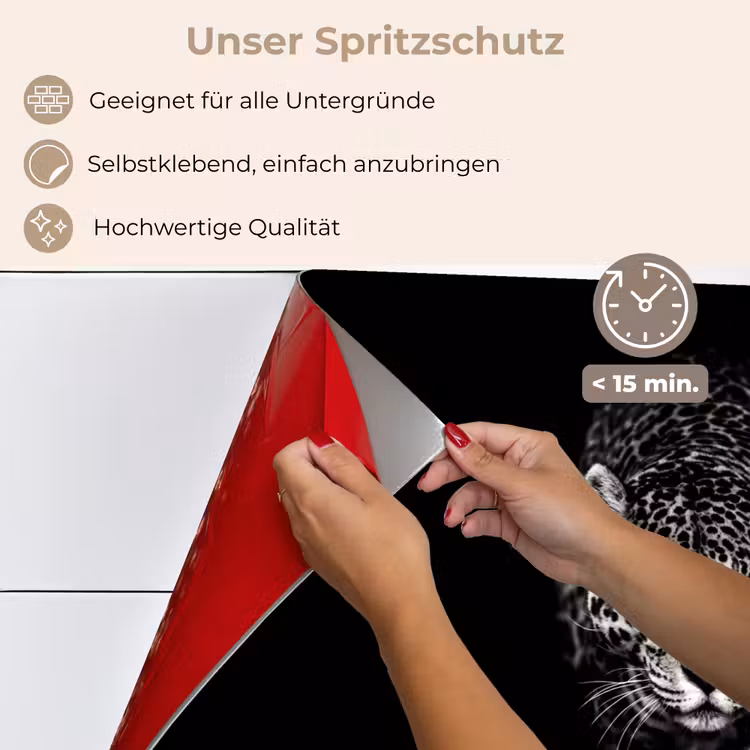 Spritzschutz Küche - Tiere - Schwarz - Leopard - Weiß - Wild — 4