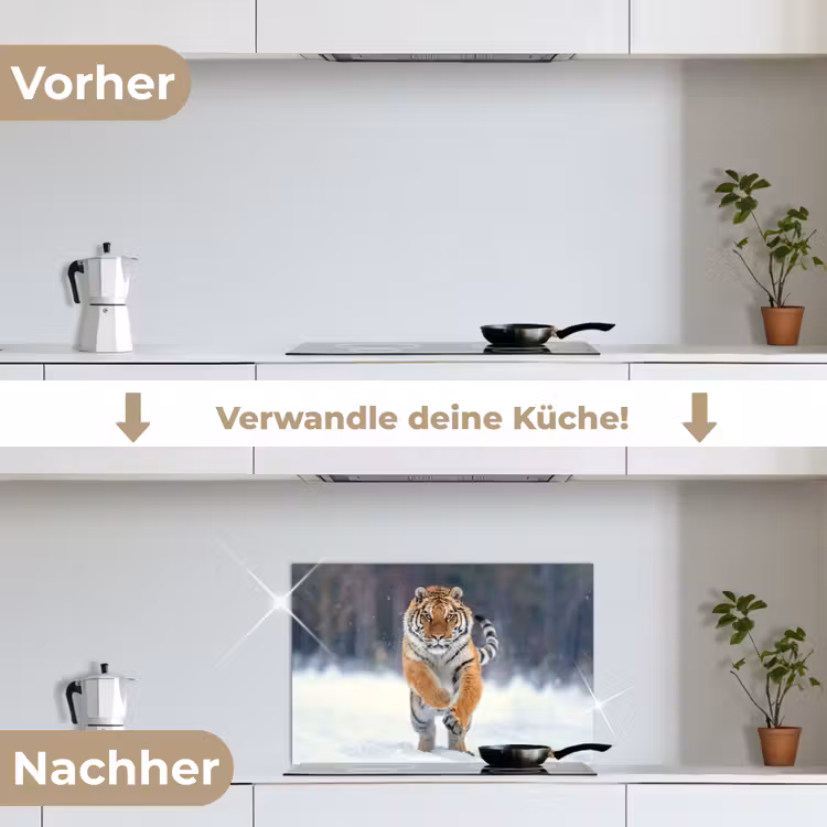 Spritzschutz Küche - Tiger - Landschaft - Schnee - Tiere — 7