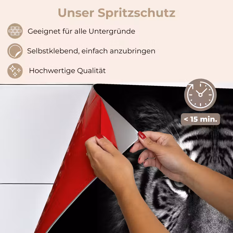Spritzschutz Küche - Tiger - Tiere - Schwarz - Weiß - Porträt - Wild — 4