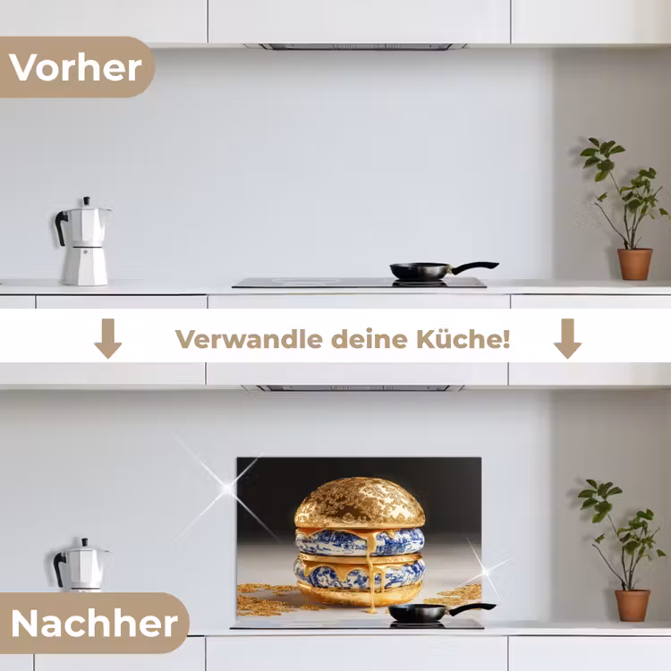 Spritzschutz Küche - Delfter Blau - Gold - Citizen — 7