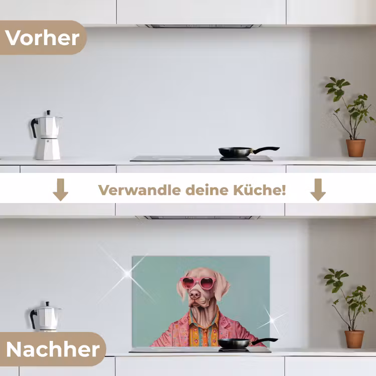 Spritzschutz Küche - Hund - Hemd - Blumen - Brille — 7