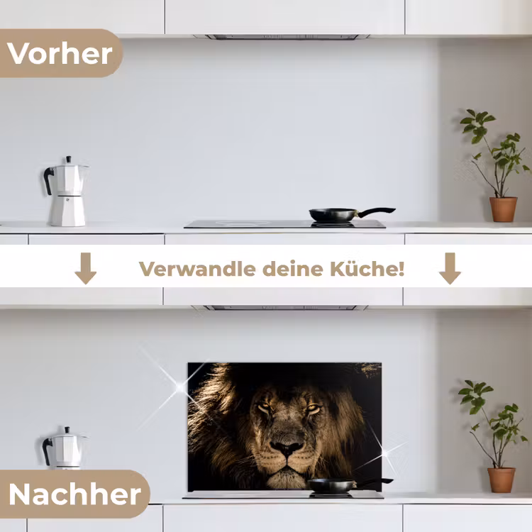 Spritzschutz Küche - Löwe - Tiere - Schwarz - Porträt — 7