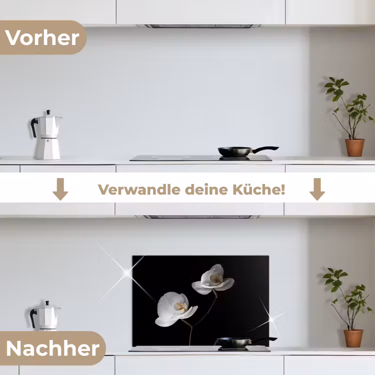 Spritzschutz Küche - Orchidee - Blumen - Schwarz - Weiß - Stilleben — 7