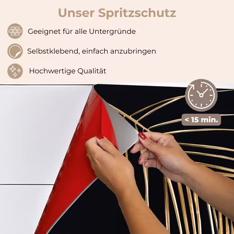 Spritzschutz Küche - Pflanzen - Gold - Schwarz - Blätter - Luxus — 4