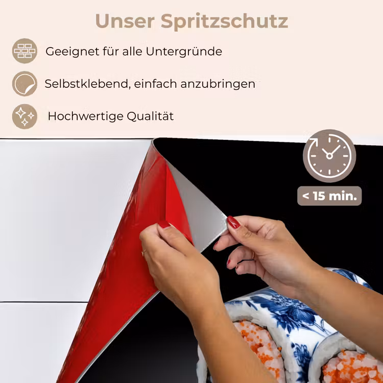 Spritzschutz Küche - Sushi - Delfter Blau - Reis - Fisch - Elegant — 4