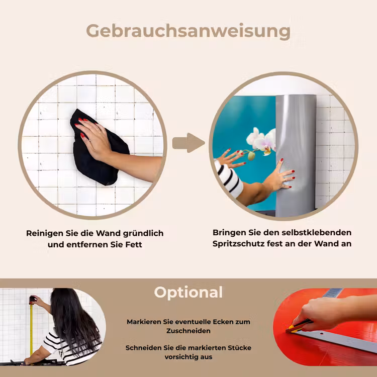 Spritzschutz Küche - Orchidee - Blumen - Pflanze - Weiß - Lila — 6