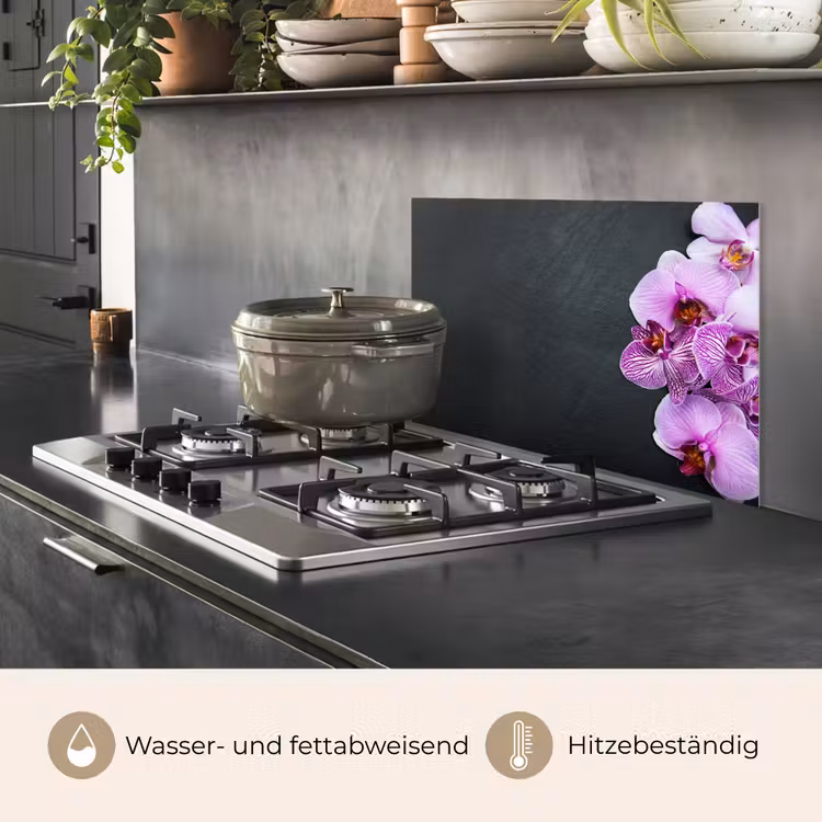 Spritzschutz Küche - Orchidee - Blumen - Rosa - Flora — 2