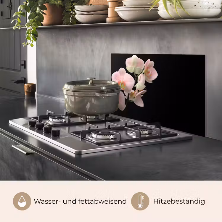 Spritzschutz Küche - Orchidee - Blumen - Rosa - Stilleben - Flora — 2