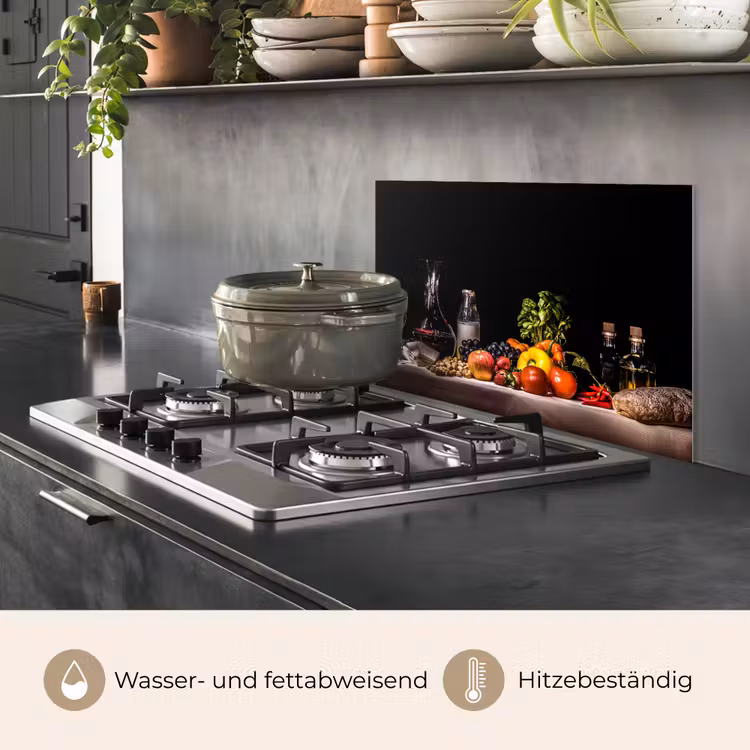 Spritzschutz Küche - Stilleben - Essen - Trinken - Obst - Schwarz — 2