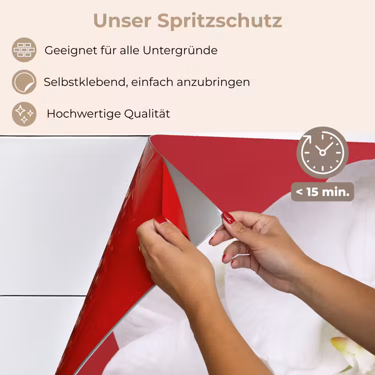 Spritzschutz Küche - Weiße Orchidee auf Rot — 4