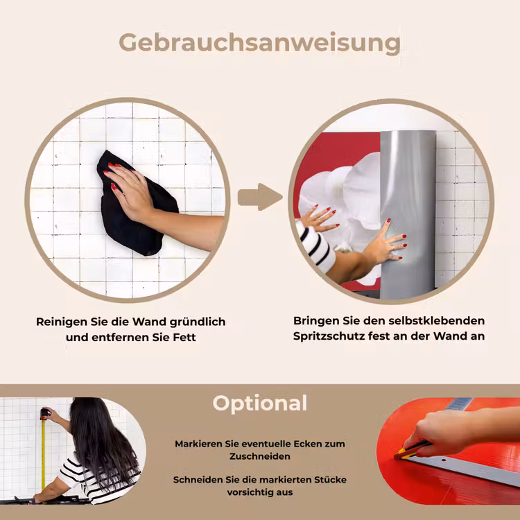 Spritzschutz Küche - Weiße Orchidee auf Rot — 6