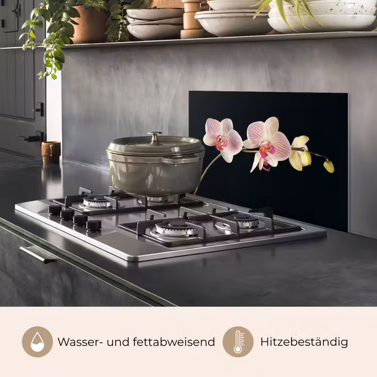 Spritzschutz Küche - Gestreifte Orchidee Eleganz — 2