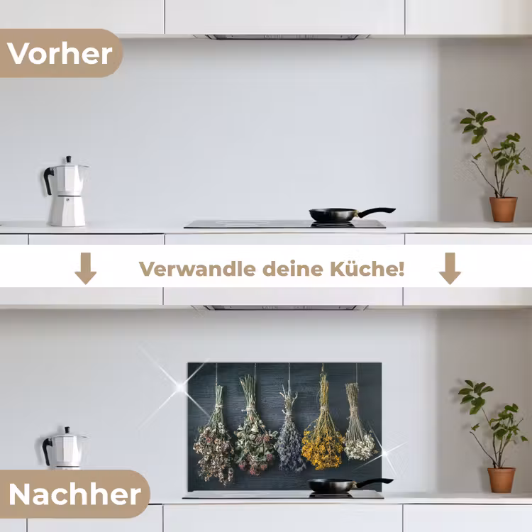 Spritzschutz Küche - Gewürzquartett an einer dunklen Wand — 7
