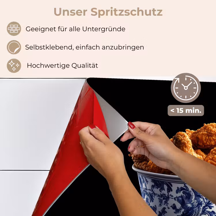 Spritzschutz Küche - Huhn - Eimer - Delfter Blau - Schmackhaft — 4