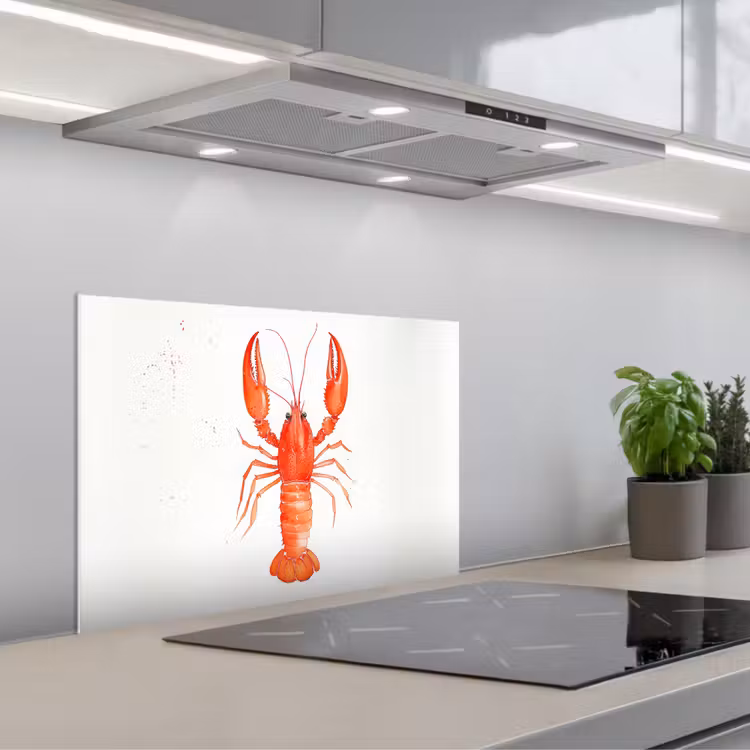 Spritzschutz Küche - Hummer - Aquarell - Orange — 1