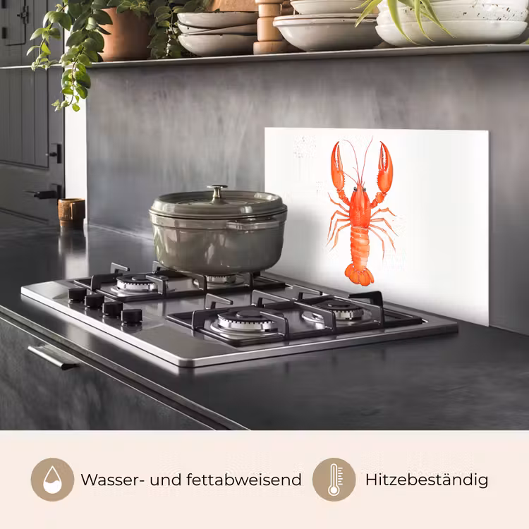 Spritzschutz Küche - Hummer - Aquarell - Orange — 2