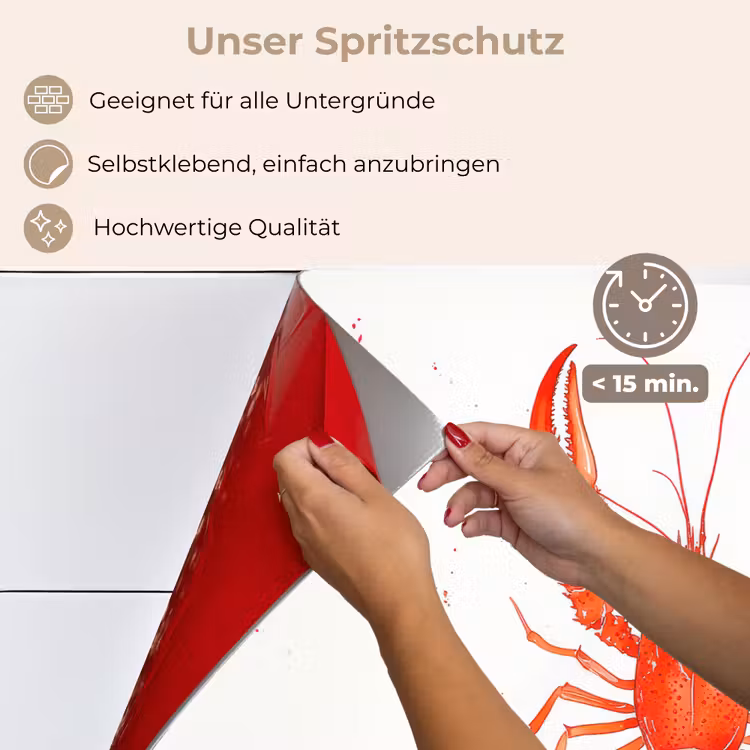 Spritzschutz Küche - Hummer - Aquarell - Orange — 4