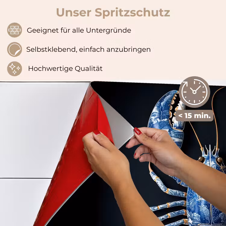 Spritzschutz Küche - Hummer - Delfter Blau - Schild - Zäh — 4