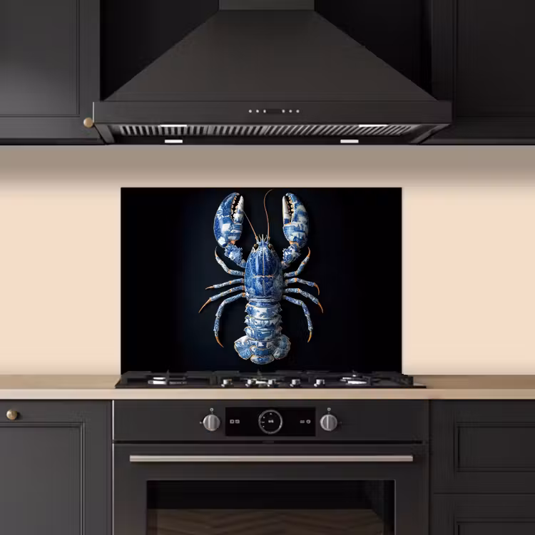 Spritzschutz Küche - Hummer - Delfter Blau - Schild - Zäh — 5