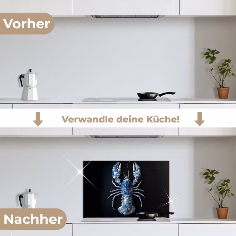 Spritzschutz Küche - Hummer - Delfter Blau - Schild - Zäh — 7