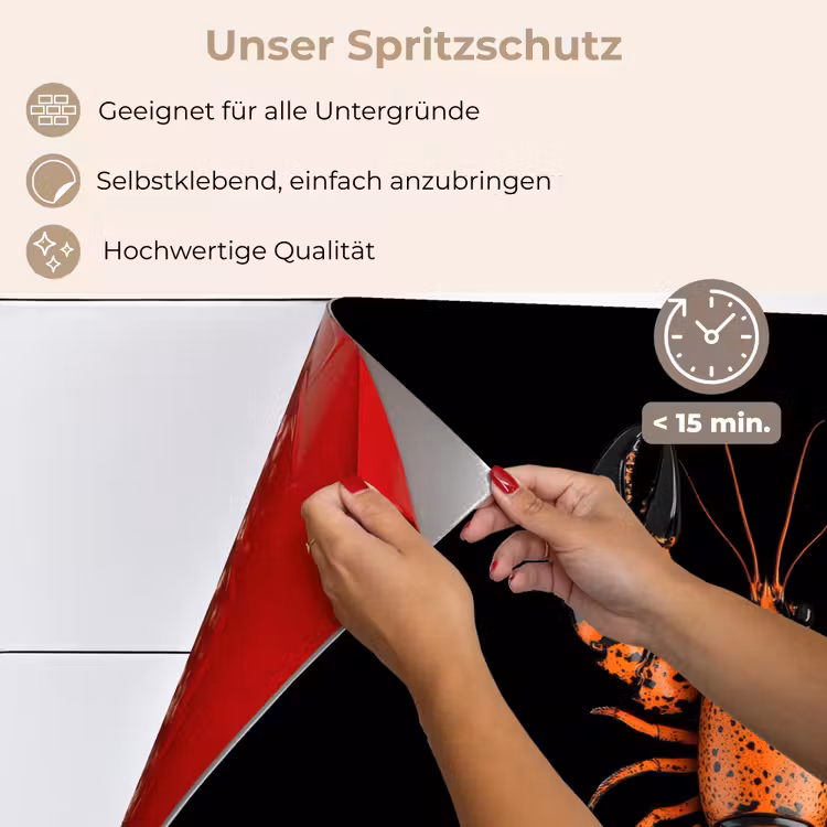 Spritzschutz Küche - Krebs - Orange - Schwarz - Modern — 4