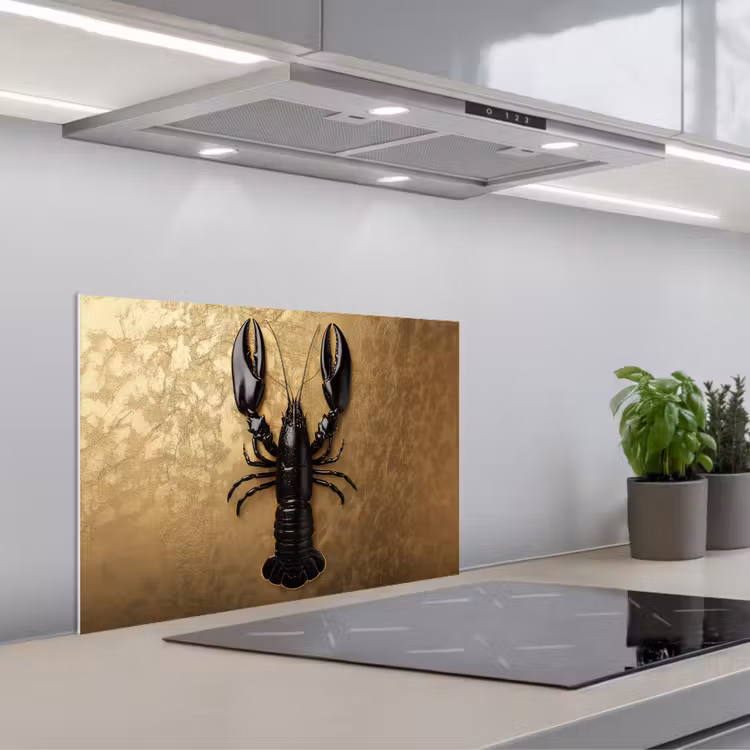 Spritzschutz Küche - Krebs - Schwarz - Gold - Luxus — 1