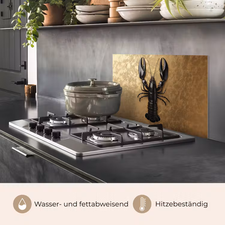 Spritzschutz Küche - Krebs - Schwarz - Gold - Luxus — 2