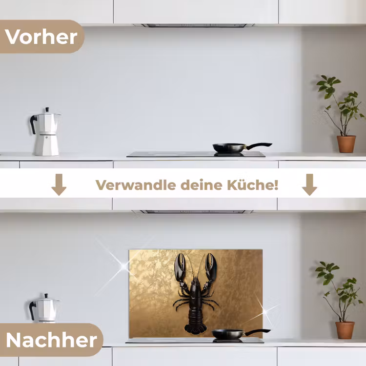 Spritzschutz Küche - Krebs - Schwarz - Gold - Luxus — 7