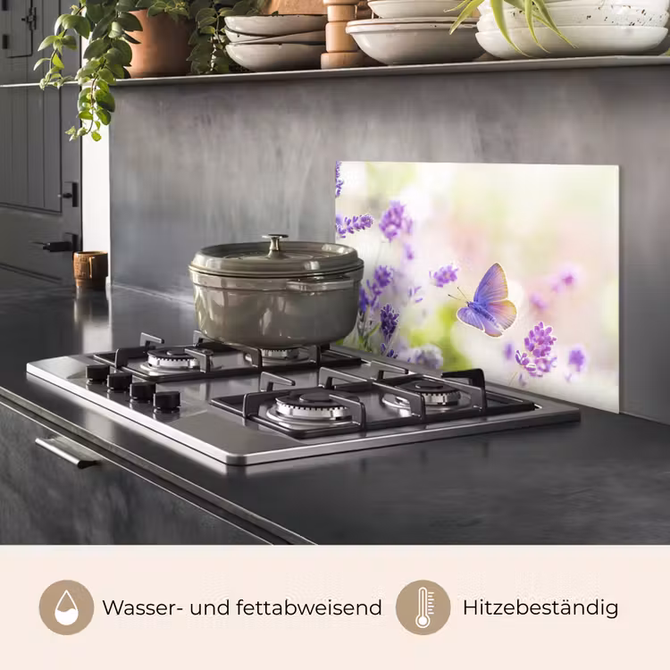 Spritzschutz Küche - Lavendel - Schmetterling - Blumen — 2