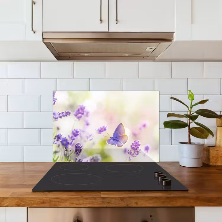 Spritzschutz Küche - Lavendel - Schmetterling - Blumen — 3