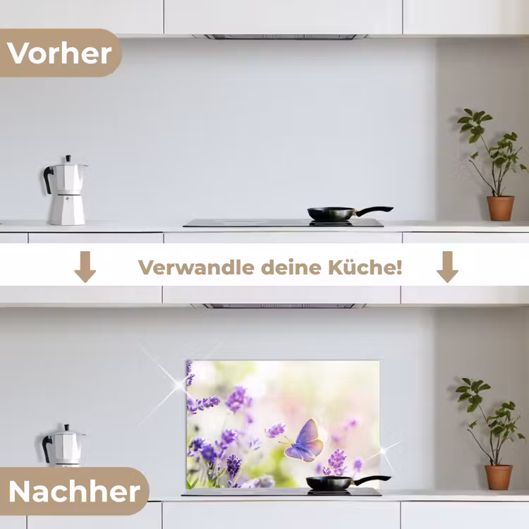 Spritzschutz Küche - Lavendel - Schmetterling - Blumen — 7