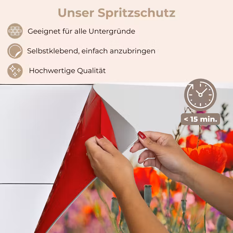 Spritzschutz Küche - Mohn - Blumen - Rot - Lila - Wiese — 4