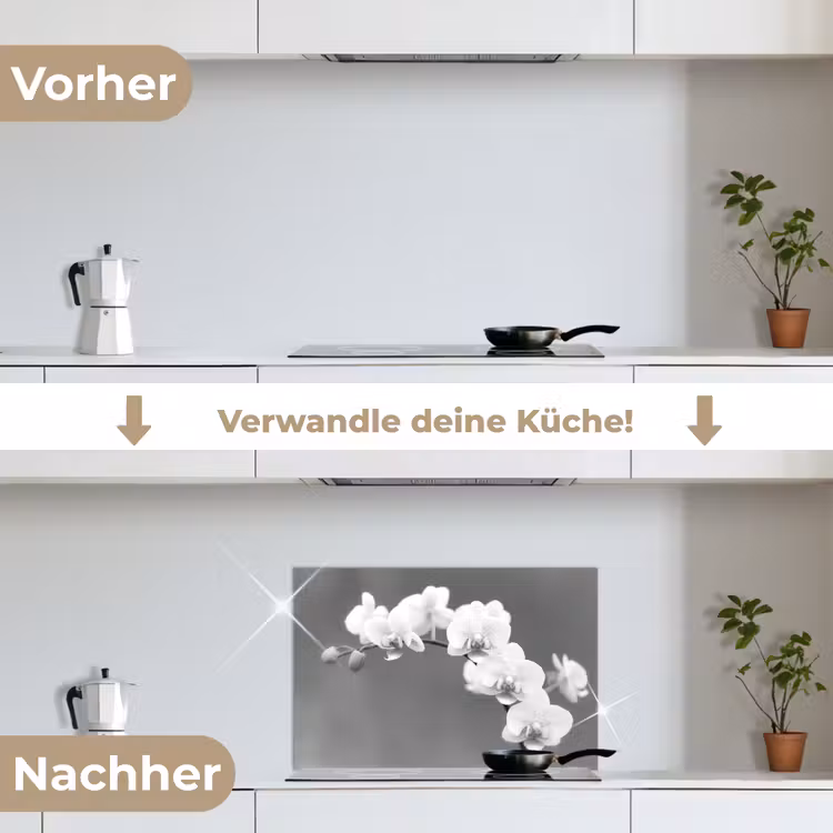 Spritzschutz Küche - Monochrome Orchideenpracht — 7