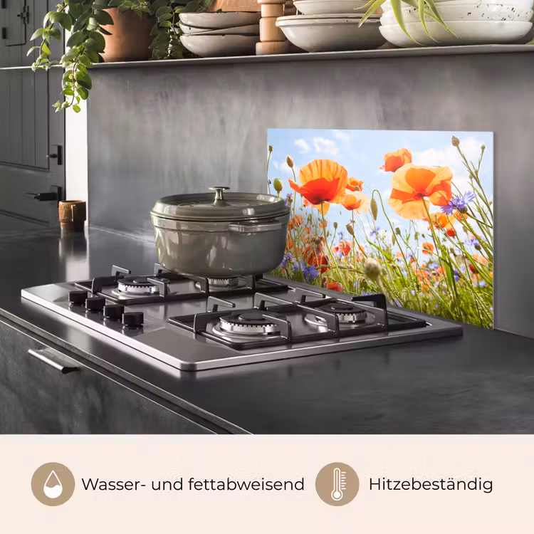 Spritzschutz Küche - Sommerlicher Tanz der Mohnblumen — 2