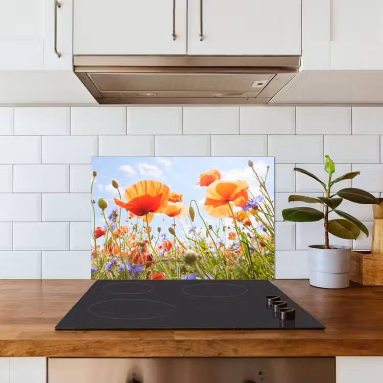Spritzschutz Küche - Sommerlicher Tanz der Mohnblumen — 3