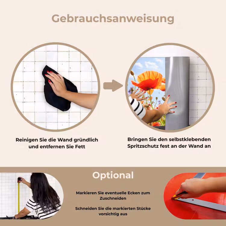 Spritzschutz Küche - Sommerlicher Tanz der Mohnblumen — 6