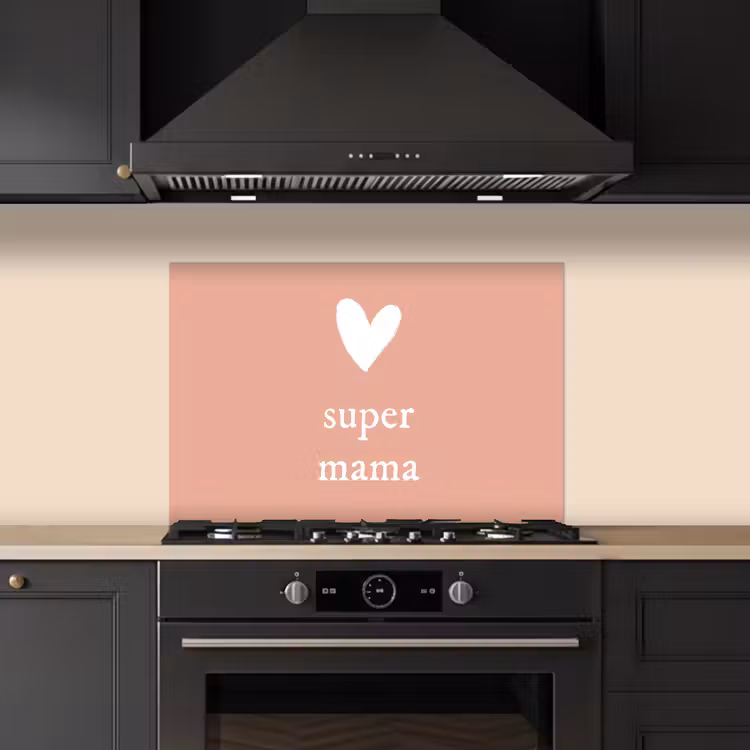 Spritzschutz Küche - Geschenk zum Muttertag super mum hellrosa/weiß — 5