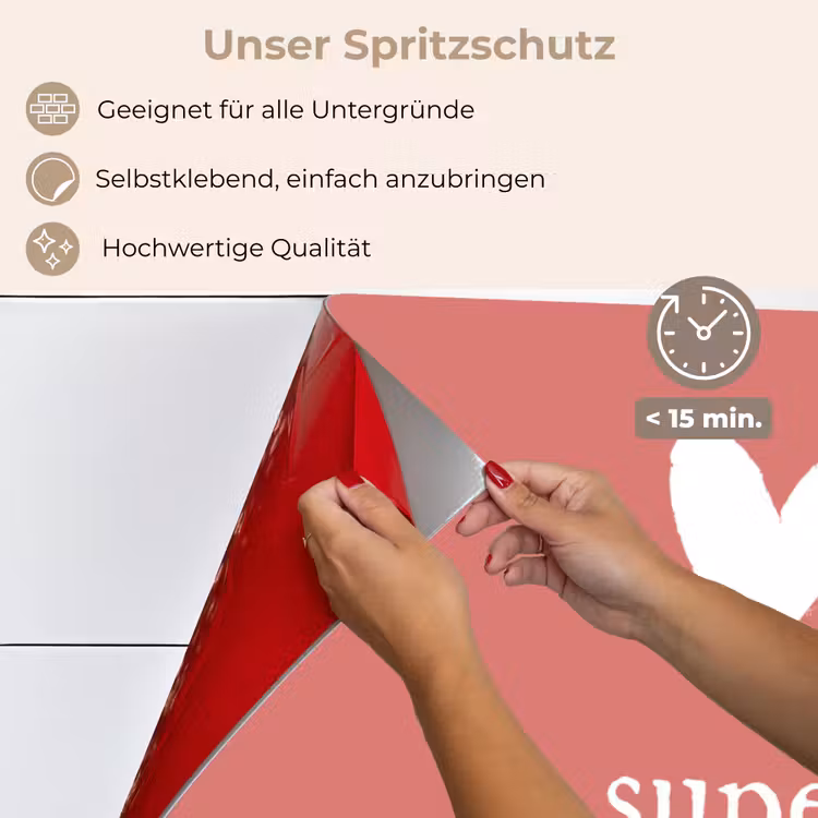 Spritzschutz Küche - Geschenk zum Muttertag super mum rosa/weiß — 4