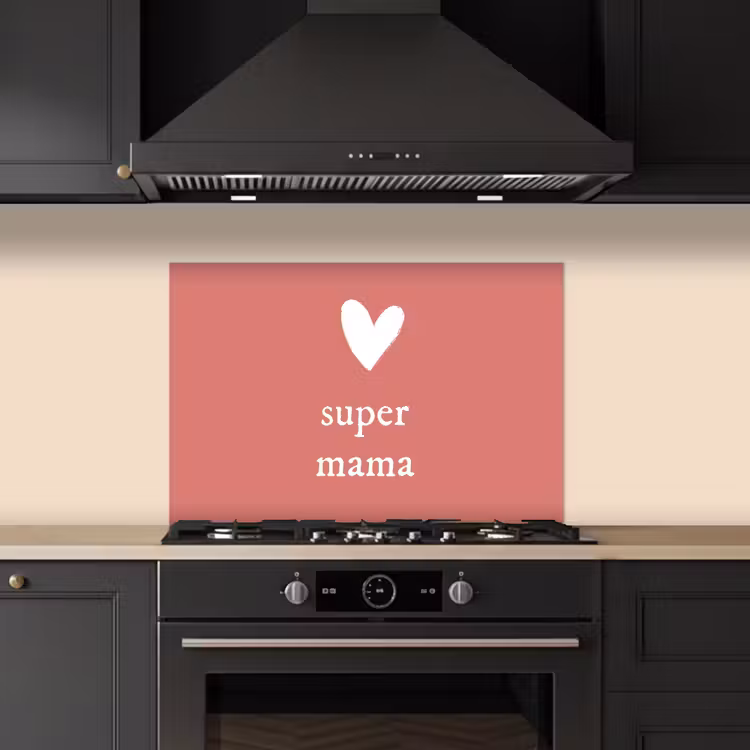 Spritzschutz Küche - Geschenk zum Muttertag super mum rosa/weiß — 5
