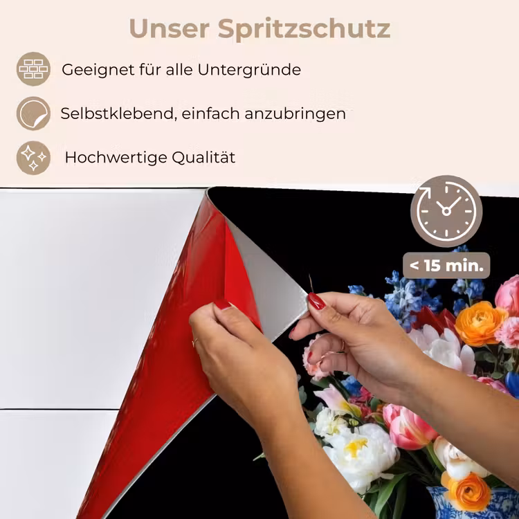 Spritzschutz Küche - Rosen - Blumen - Vase - Blumenstrauß — 4