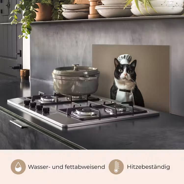 Spritzschutz Küche - Katze - Kochkleidung - Schwarz - Weiß — 2