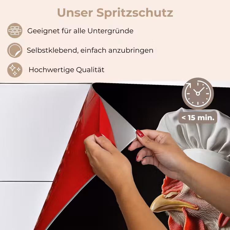 Spritzschutz Küche - Koch - Rot - Huhn — 4