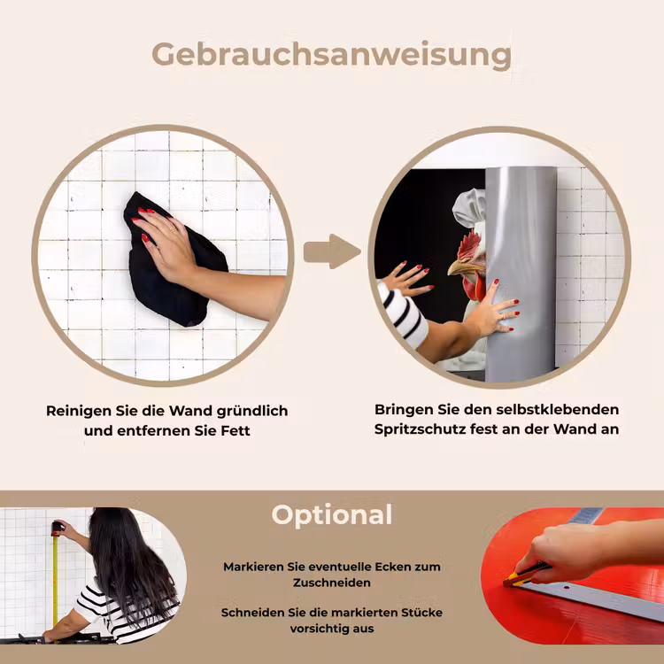 Spritzschutz Küche - Koch - Rot - Huhn — 6