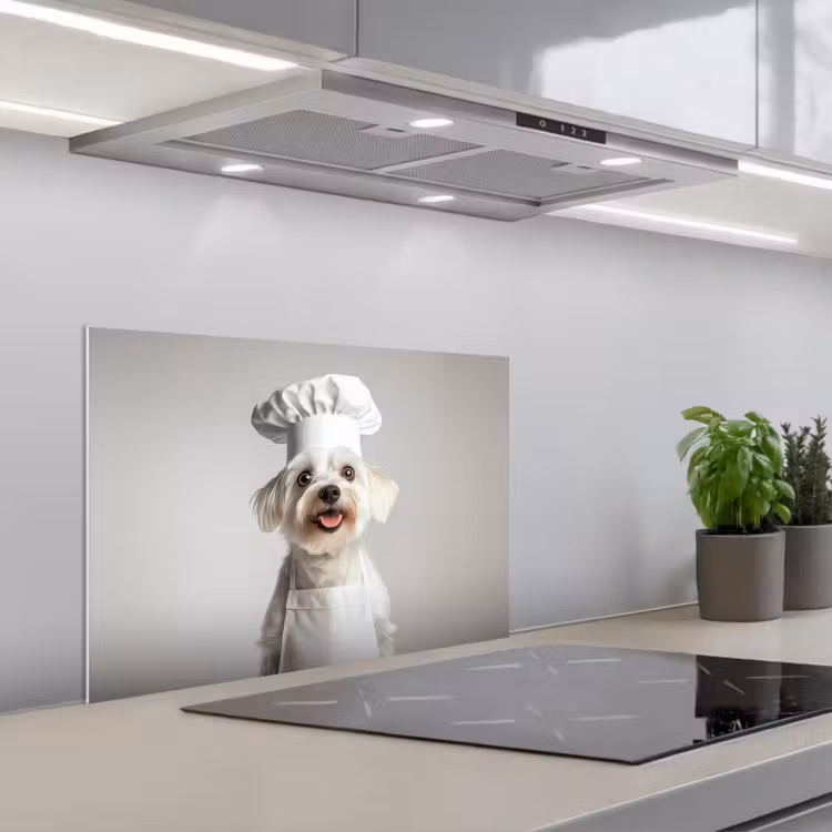 Spritzschutz Küche - Hund - Weiß - Koch — 1