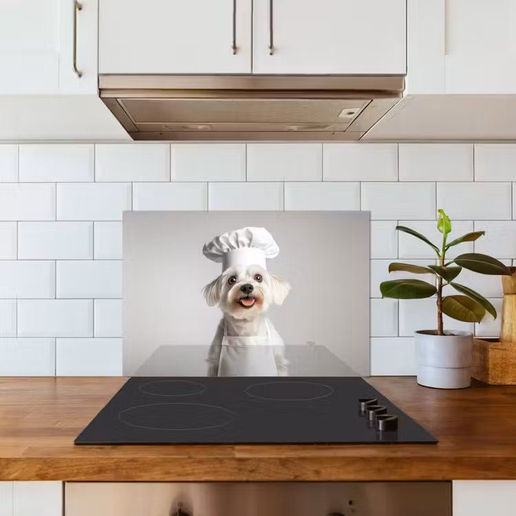 Spritzschutz Küche - Hund - Weiß - Koch — 3