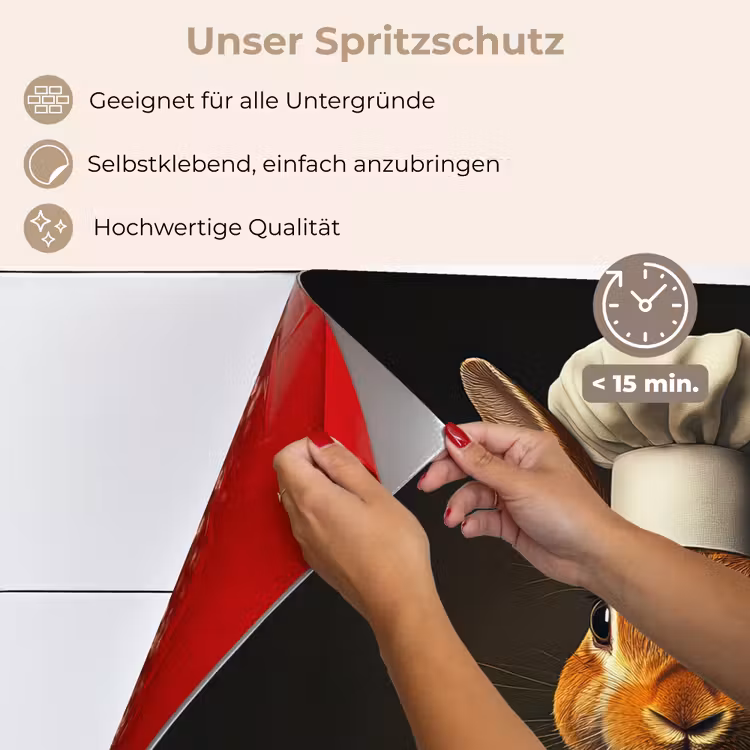 Spritzschutz Küche - Kaninchen - Koch - Tier — 4