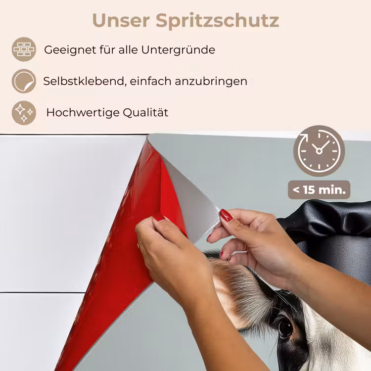 Spritzschutz Küche - Kuh - Schwarz - Weiß - Koch — 4